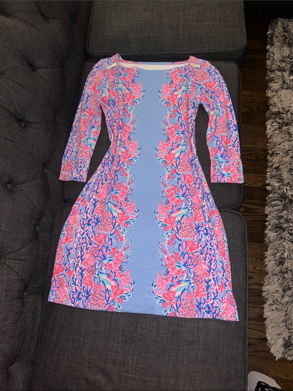 Lilly Pulitzer Dress Floral Mini Dress in Blue & Pink